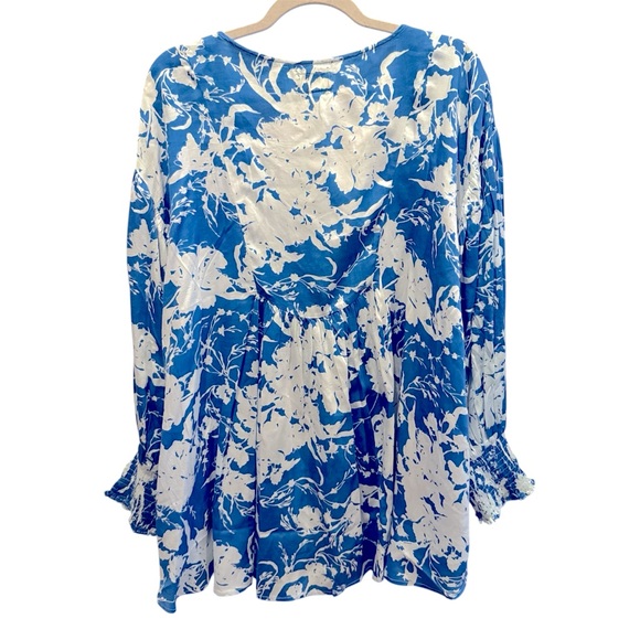 NWT House of Lacuna Lou Lou Blouse in Blue Floral - Picture 3 of 7